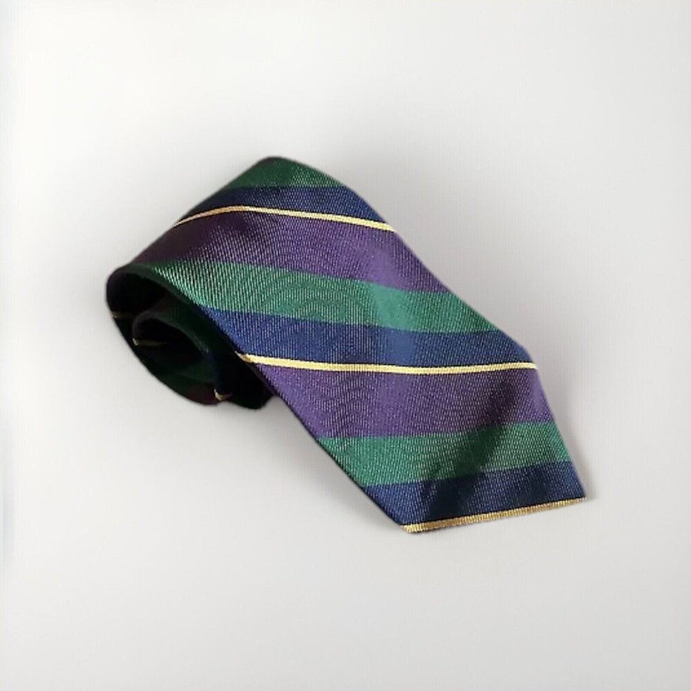 Vintage Lauren Ralph Lauren Wide‎ Necktie Striped Tie 100% Silk Handmade In USA